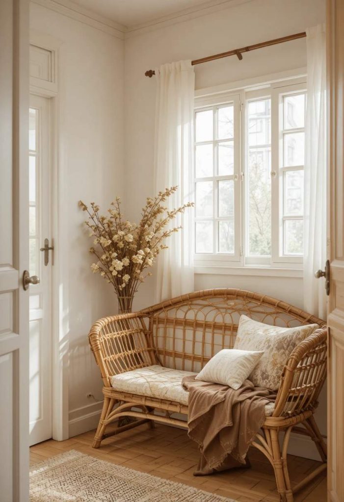 Try a Rattan or Woven Bench