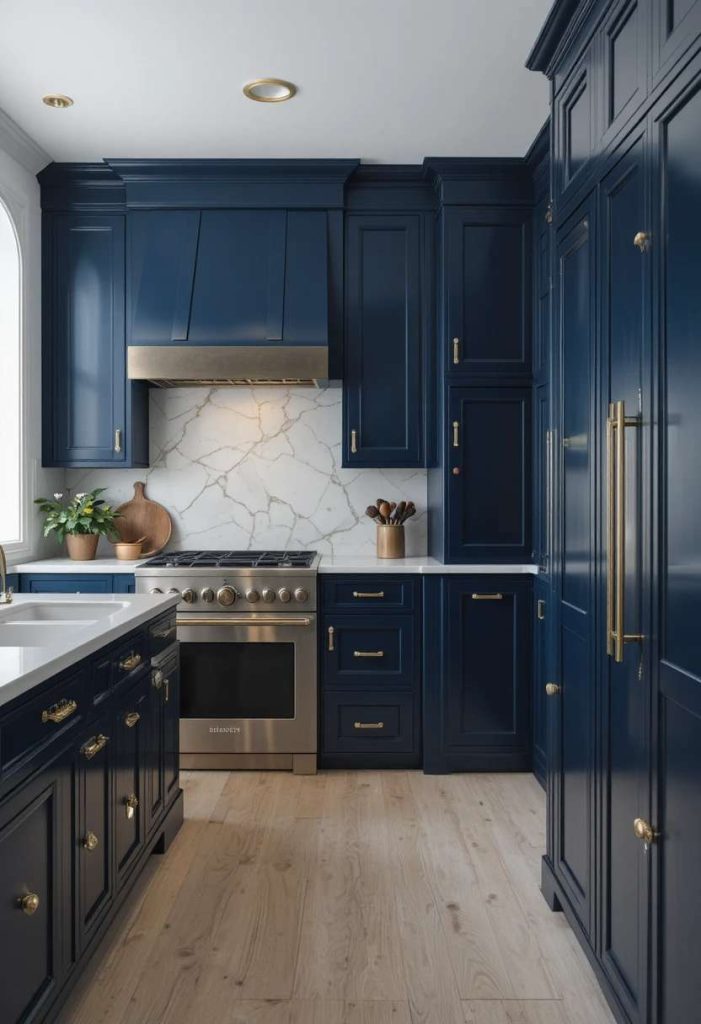 Pair Navy With Brass Hardware
