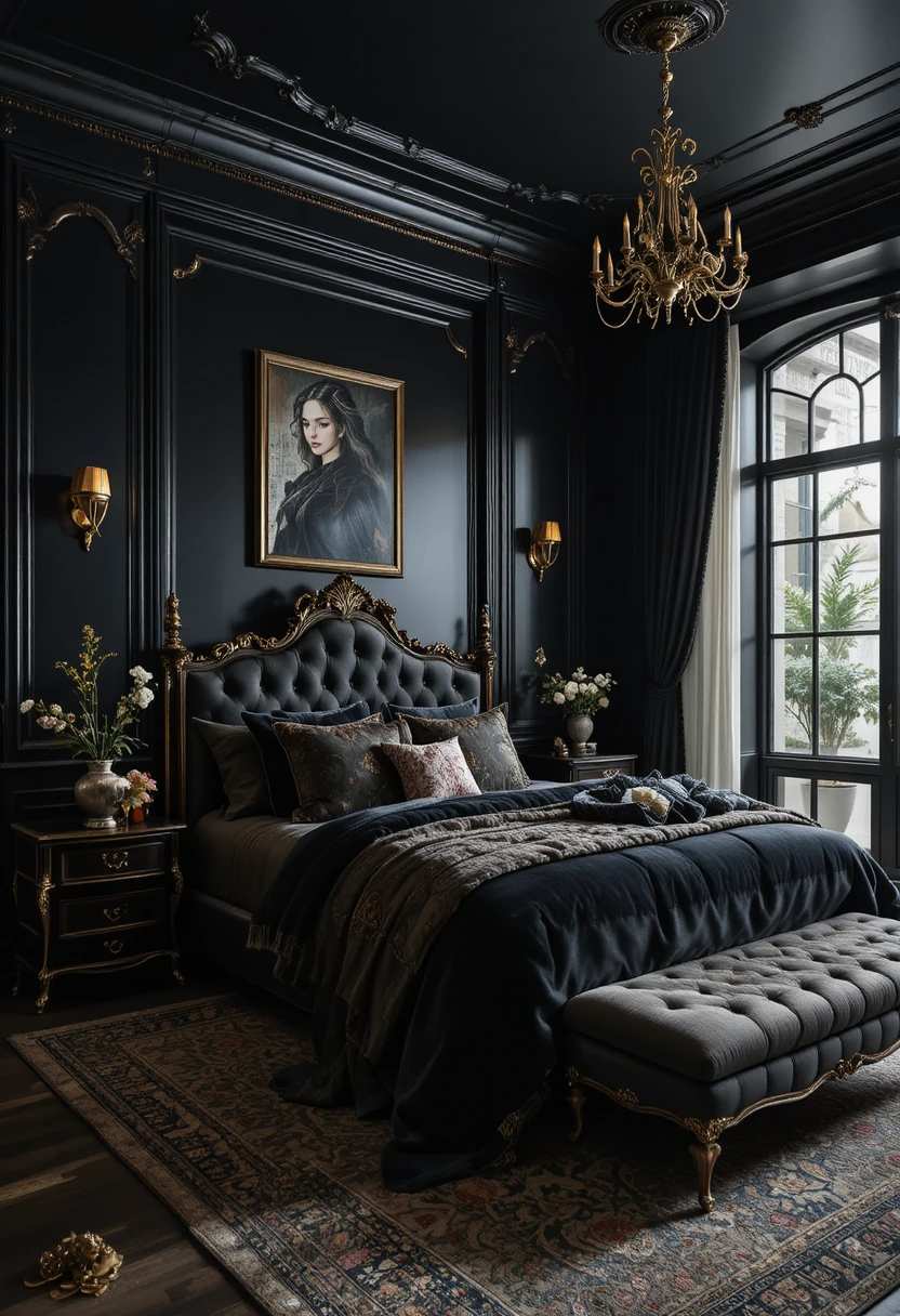 Black Nouveau Bedroom Ideas