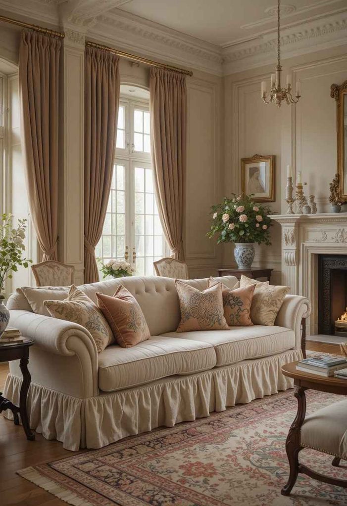 Add a Skirted Sofa or Table